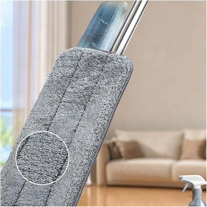 Large Household Spray Mop with Replaceable Microfiber Pad for Wet and Dry Cleaning Pads Rotating Broom(Only 5pc Cloth)
