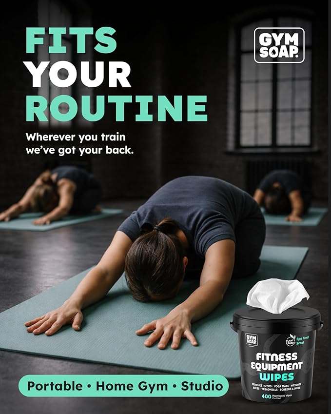 Gym Equipment Wipes - 500 Fitness Wipes to Clean Exercise Equipment Treadmill Peloton Bikes Yoga Mat Cleaner - Gym Supplies Yoga Supplier Cleaning Wipes for Home &amp Gym - Spa Fresh Scent