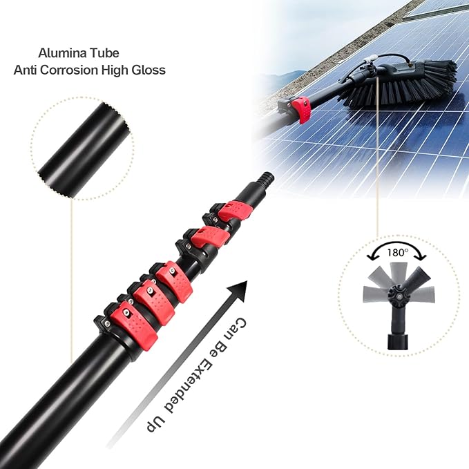 Telescopic Window Glass Cleaner 3.6m-10.8m Telescopic Window Cleaning Rod Multi-Purpose Water Spray Brush Telescopic Cleaner Photovoltaic Cleaner3.6M/12FT
