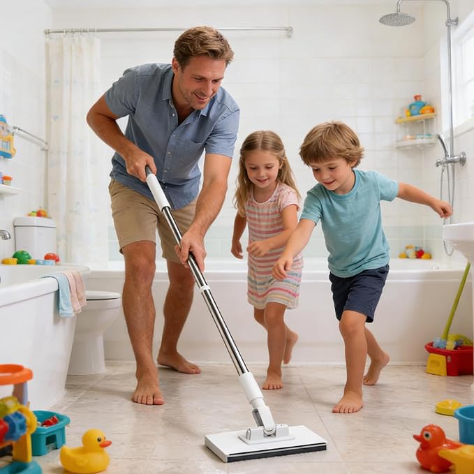 Genérico Dust Mop – Cleaning Tool with 360 Degree Rotating Head | Flat Floor Mop with 2 Reusable Pads for Tile and Laminate Floors in Home Bedroom Kitchen