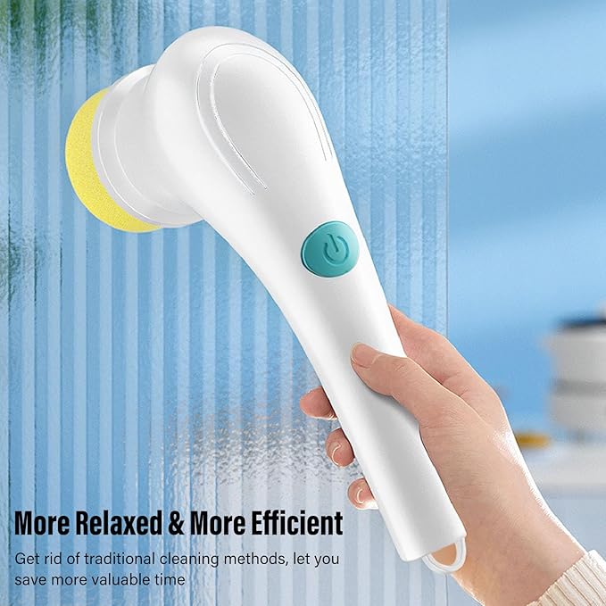 Electric Spin Scrubber Bathroom Cleaner with 5 Brush Heads Efficient Cordless Shower Spin Brush for Bathroom Sink Gas Cooking Top Shower