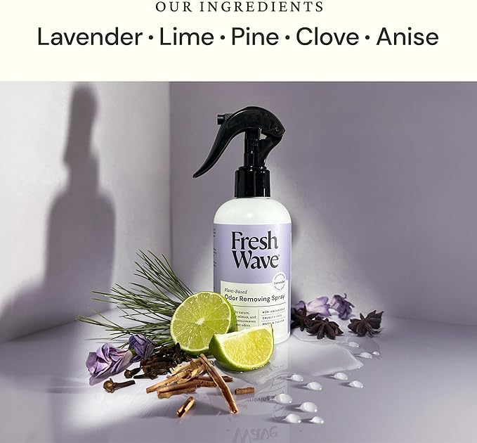 Fresh Wave Lavender Scent Odor Removing Spray 8 fl. oz. | Pack of 4 | Odor Absorber for Home Furniture Fabrics &amp Trash | Safer Odor Relief