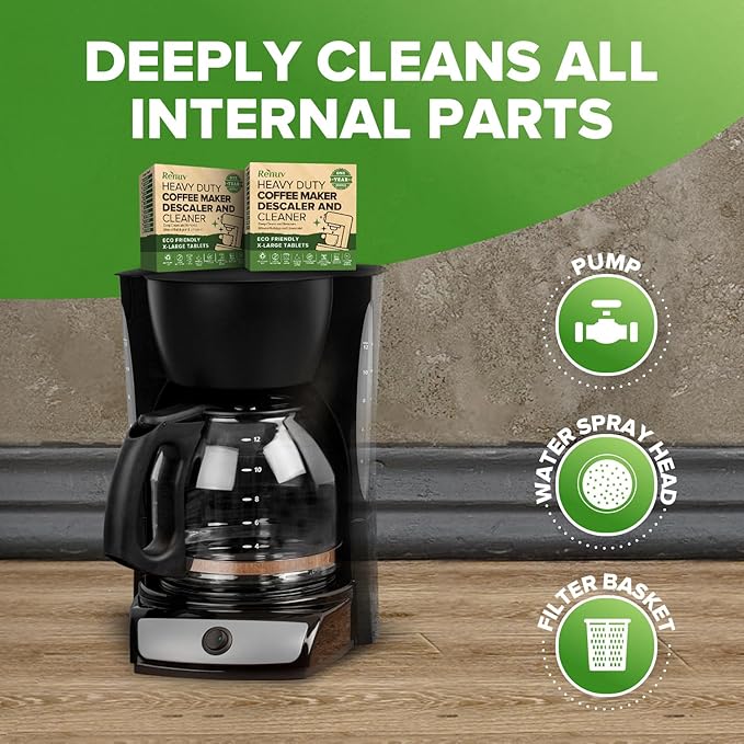 Renuv® Dishwasher Cleaner + Coffee Maker Cleaner Bundle - Heavy Duty Kitchen Appliance Deep Cleaning Descaling (12 Tablets of each)