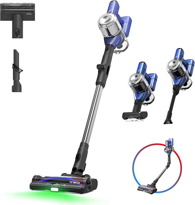 Tineco Pure ONE S50 Pro Cordless Vacuum 150AW Suction 95Min Runtime Anti-Tangle Brush 120° Green Light Easily Tackles Large Debris Stick Vacuum Cleaner for Pet Hair Carpet &amp Hard Floor