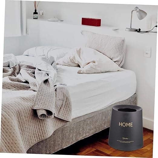 PRETYZOOM Lidless Round Trash Can Double-Layer Garbage Container for Bedroom Office and Bathroom Nordic Style Waste Basket Eco-Friendly Design Compact Black
