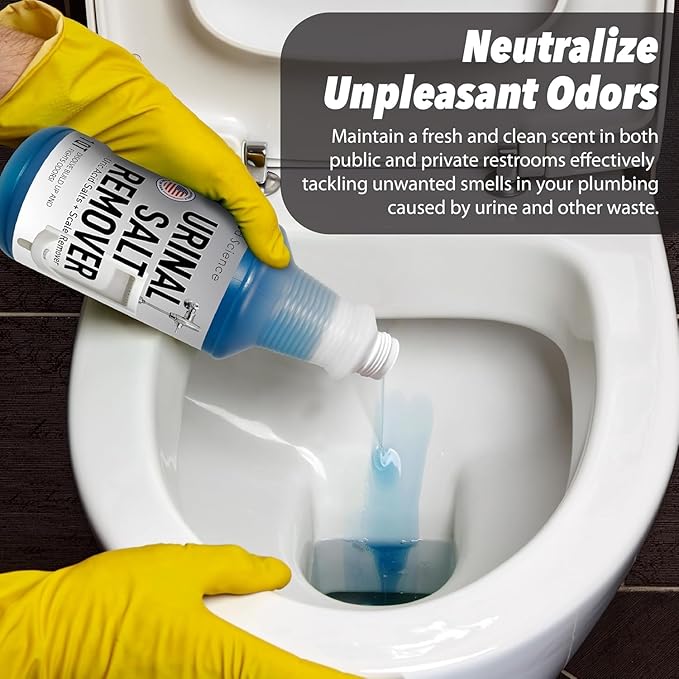 Urinal Salt Calcium and Mineral Scale Remover - Eliminates Urine Odor Destroys Uric Acid Salt Deposit Buildup