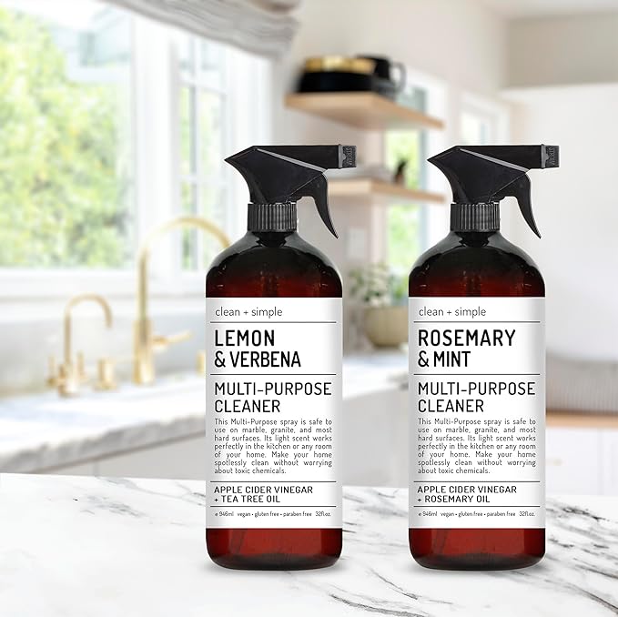 Clean + Simple Multi Purpose Cleaners | With Apple Cider Vineager Rosemary And Tea Tree Oil | Set of 4 32oz bottles | Home and Body Company