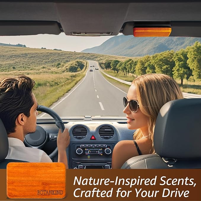 Car Air Freshener- Original Wood Air Freshener-Car Odor Eliminator for Visor Clip-Long Lasting Scent Vehicle Scent Diffuser for Truck SUV Sedans - 4 pack Included 2 Clips (Teak-Amber-Cabana-Grove)