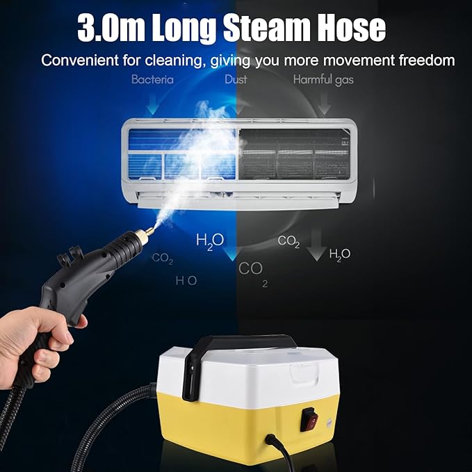 1800W Handheld Steam Cleaners for Home Use 4L Capacity High Temperature Fast Heating 5 Bar High Pressure Steamer Cleaner with Voice Prompt for Car Kitchen Air Conditioner Washing Machine