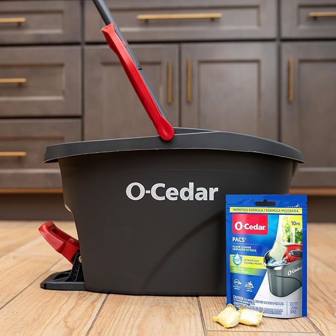 O-Cedar EasyWring Microfiber Spin Mop &amp Bucket Floor Cleaning System + 2 Extra Mop Head Replacements with Citrus Pac (Variety Pack)