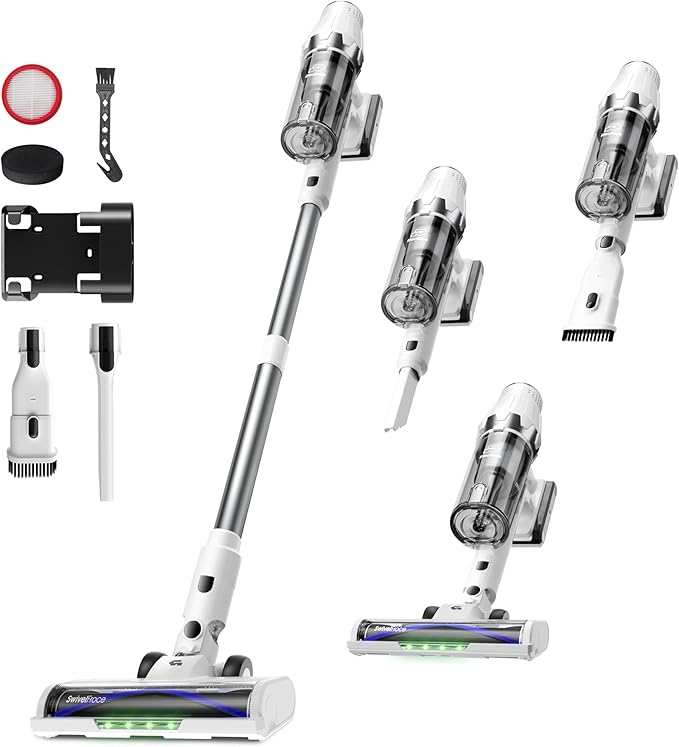 ElecKeys Cordless Vacuum Cleaner 580W 48KPA 65Mins Vacuum Cleaners for Home Self-Standing Anti-Tangle Vacuum with LED Display Rechargeable Lightweight Cordless Vacuum for Floors/Pet Hair/Carpets