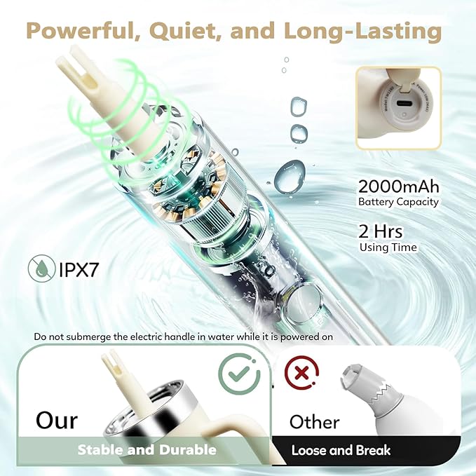 5 in 1 Electric Bottle Brush Cleaner Compatible Stanley Bottle Brush Straw Cleaner Multifunction Rechargeable IPX6 Waterproof Extra Long Design for Stanley Cup Sports Bottle and More (Beige)