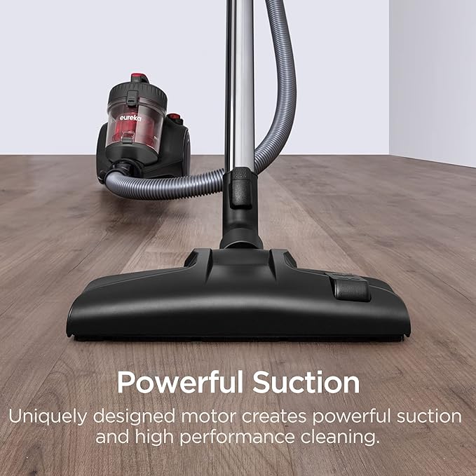Eureka Bagless Canister Vacuum Cleaner Lightweight Vac for Carpets and Hard Floors Red Whirlwind NEN110D