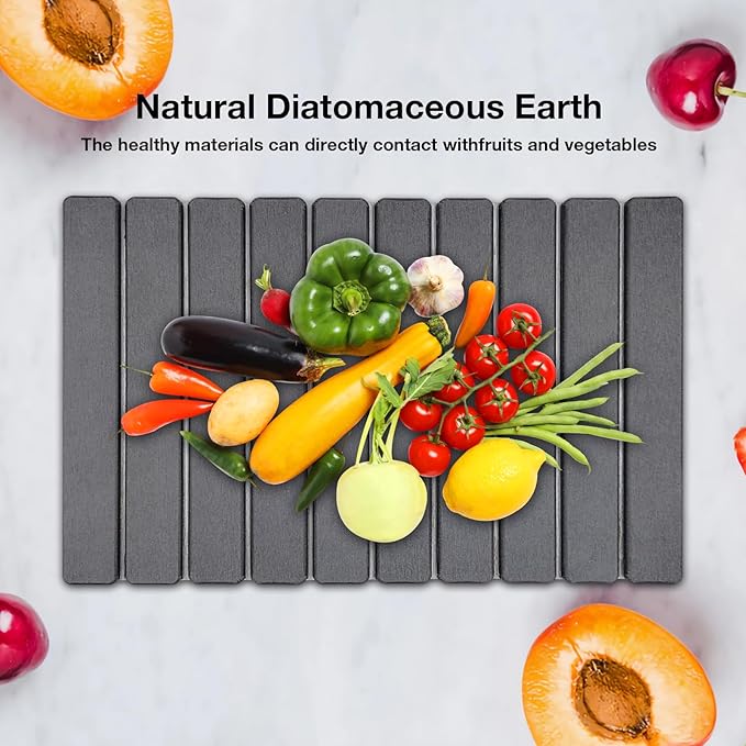 Large Diatomite Kitchen Counter Drying Mat – 24”x16” Aesthetic Stone Mat for Dishes Roll-Up Space-Saving &amp Quick-Drying Stone Rack