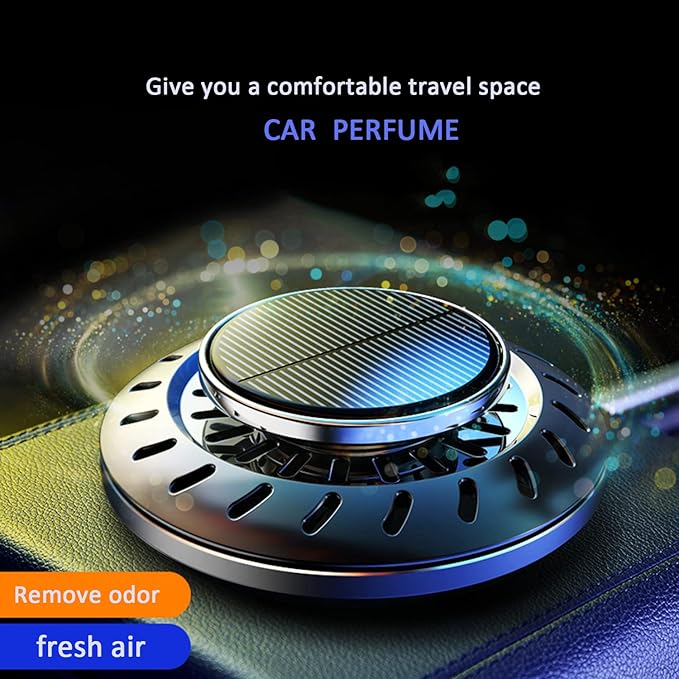 Kwak's Car Air FreshenerRotating Solar Aromatherapy Essential Oil Diffuser Scent with Extra 4 Bottle Solar Car Air Freshener Refill