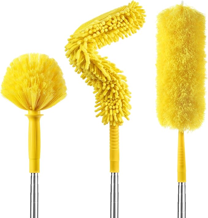 17FT Extendable Duster with 2-9 ft Extension Pole for High Ceilings Newliton Cobweb Duster for Ceiling Fans Hard-to-Reach Areas Long Handle Microfiber Dusting Tool for Home Cleaning
