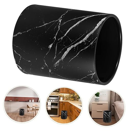 Marble Pattern Trash Can Double-Layer Round Plastic Wastebasket for Living Room Kitchen and Bathroom Lidless Design Stylish Garbage Container for Home and Office