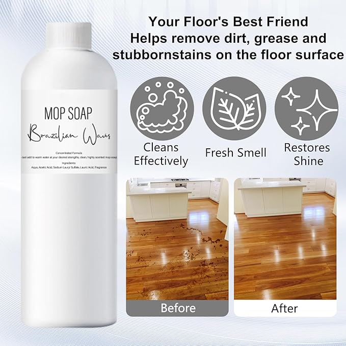 2Pcs Brazilian Waves Mop Soap New Mop Soap For Floor Cleaning Mop Soaps Brazilian Wave Multisurface Bathroom &amp Kitchen Cleaner Supplies (120ML)
