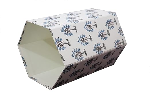 Generic Floral Hand Block Print Paper Dustbin Cotton Printed Wastebasket Indian Vintage Home Decor Hotel Room Decor (1 White Tree)