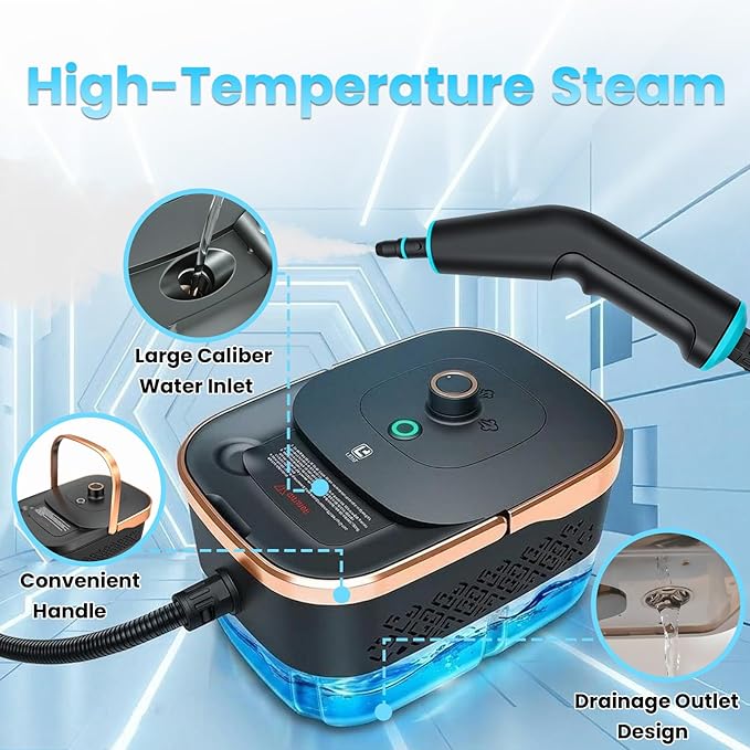 Handle Steam Cleaner 2500W Steam Cleaner for Home 3-Level Adjustable Handle15s Heat-Up Portable Steamer for Cleaning Car Dirt Grout Couch Furniture GreaseTile