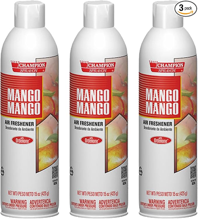 Champion Sprayon Water-Based Air Freshener Spray 14 oz Odor Control Room Freshener Mango (3 Pack)