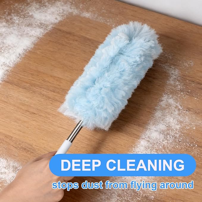 ITTAR 30 Count Duster Refill kit Duster for Cleaning with Extension Pole Microfiber Dust Remove Supplies Fan Feather Dusters for Cleaning Home Ceiling Fan Blinds Furniture Vent &amp Shelves-Bl