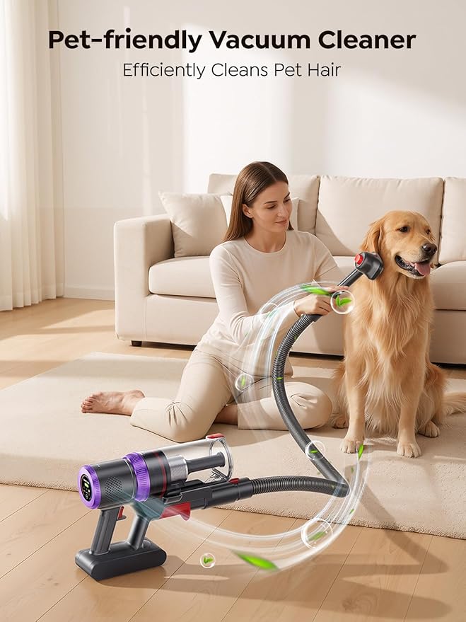 SMOTURE Cordless Vacuum Cleaner 650W 55KPA 70 Mins Vacuum Cleaners for Home Pet Brush &amp Sofa Brush 3.3Ft Hose Wall-Mount Charging Stick Vacuum for Pet Hair/Sofa/Carpet/Hard Floor