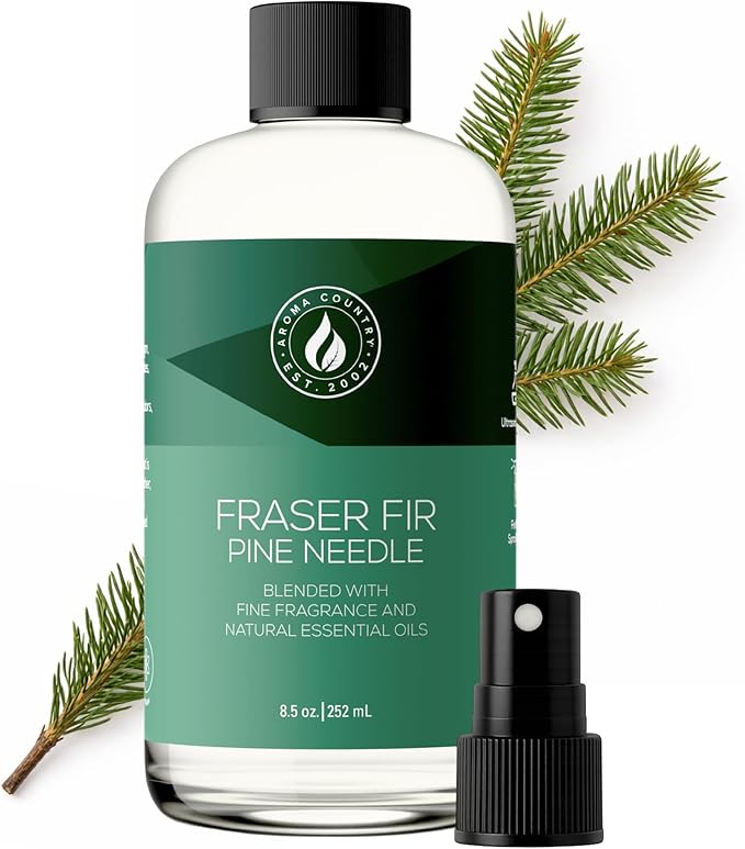 Aroma Country Fraser Fir Christmas Tree Diffuser Oil - Luxury Essential Oils for Diffuser Refill &amp Air Freshener Room Spray - Natural Home Fragrance Pine Needle Scented Oil for Diffusers (8.5 Fl.