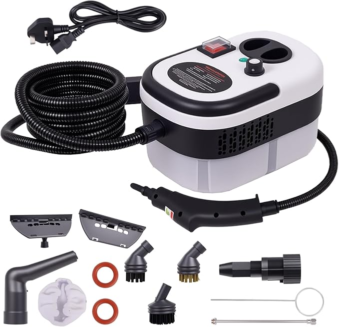 Steam Cleaner for Home &amp Car 15s Fast Heat Portable Steam for Cleaning Handheld 1.2L Tank 6-Level Adjustable Handle with 13 Piece Accessories Kit for Car Floors CouchesGrout Furniture
