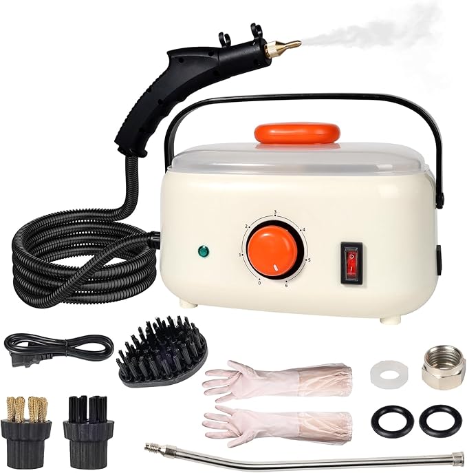 Steam CleanerHandheld Steam Cleaner1500ml High Pressure Steam Cleaner High Pressure Steamer for Cleaning for Home for Furniturefor Upholstery Car Kitchen CarpetsGrout and Tile (Orange)