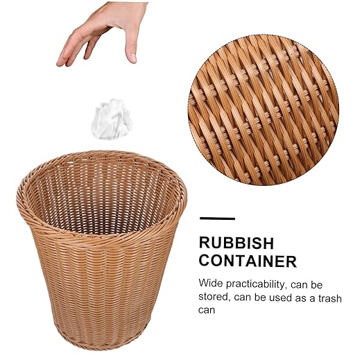 GLEAVI 1pc Wastebasket Garbage Bin Woven Trash Container Rustproof Iron Office Trash Basket Quality Material