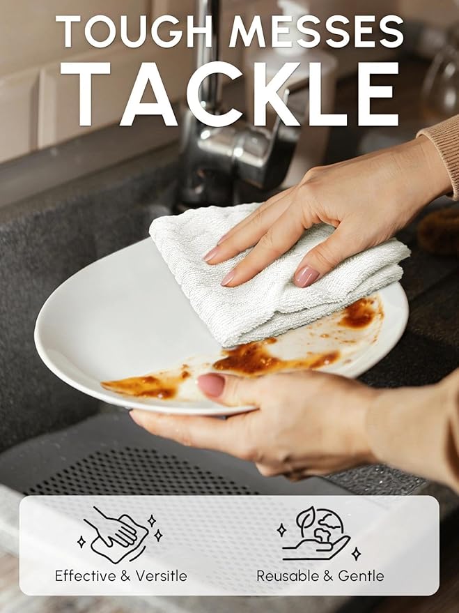 Microfiber Cleaning Cloths Roll 75 Pack Tear Away Microfiber Towels Roll 12 x 12 Lint Free Rags Reusable Cleaning Cloths Washable Scratch FreeUltra Absorbent Dish Rags(White Ripple)