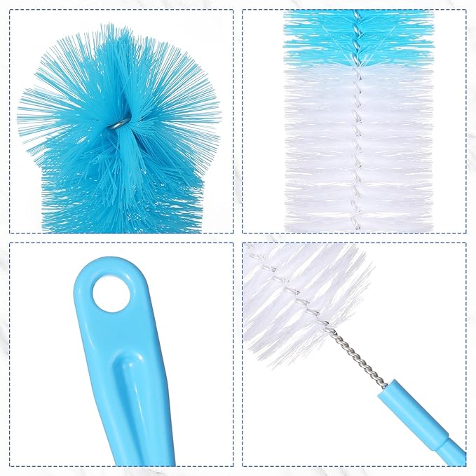 12 Pcs Long Bottle Cleaning Brush Stainless Steel Handle Water Scrubbing 15.2 Inch Cleaning Brush Set for Washing Narrow Neck Bottles Wine Decanter Flask Beer Brewing Supplies