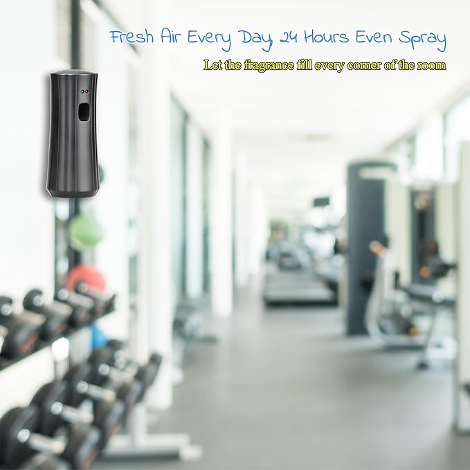 Automatic Fragrance Dispenser (2-Pack) Wall-mounted Aerosol Spray Air Freshener for Hotels Home Indoor Offices Schools Restaurants Commercial Place (Black 008-BY)