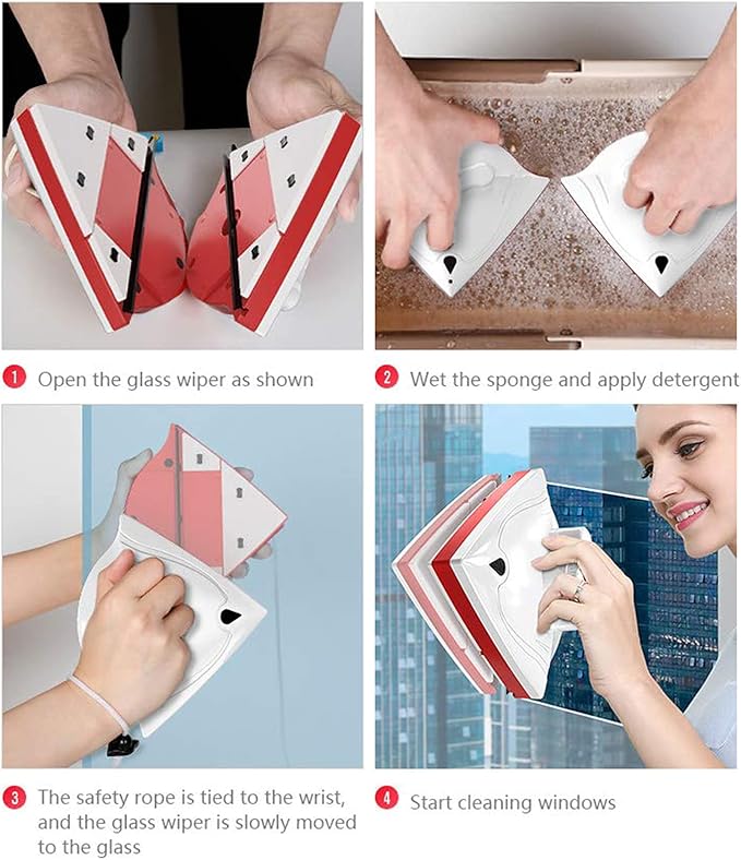 Magnetic Window Cleaner Magnetic Window Cleaner for Double Glazing Window Cleaner Super Glass Surface Cleaning Brush Wiper ToolAdjustable Magnet