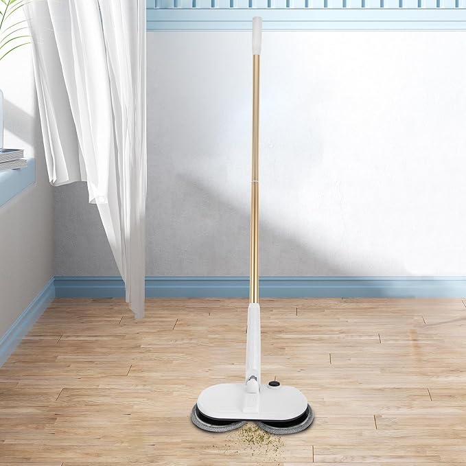 Cordless MopElectric MopsElectric Spin Floor MopHardwood Floor Cleaner MachinePower Mops with 4 PadsFloor Scrubber with Dual Spinning Heads for TileLaminate 60 Mins Runtime 2600mAh Battery