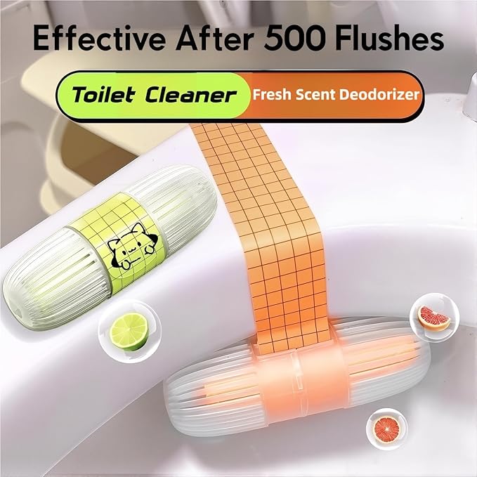 Hanging Toilet Bowl Cleaner 3 Scents Automatic Toilet Rim Cleaner with 500 Long Lasting Stain Removing Odor Eliminating Toilet Freshener for Standard &amp Smart Toilets (PomeGranate Eighteen)