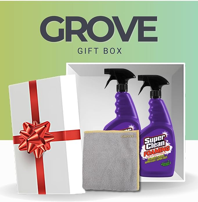 Super Clean Citrus Scent Foaming Cleaner and Degreaser Spray 32 oz Bundle with Microfiber Cloth - Heavy Duty Degreaser for Kitchen Oil Grime and Dirt Removal - (3 Items)