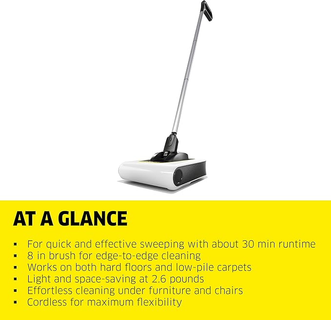 Kärcher KB 5 Electric Floor Sweeper Broom for Carpets Hardwood Floors and Tiles Lightweight and Cordless Ideal for Fur Hair Dirt &amp Dust - White