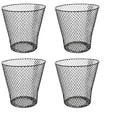 4 Pack Black Wired Mesh Waste Basket 9IN Tall Office Classroom Crafts Bathroom Garden Plant Cover