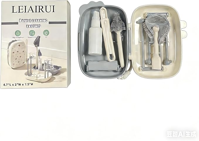 Cup &amp Bottle Cleaning Brush Set with Storage Box - Complete Cleaning Kit for Travel Mugs Tumblers Straws and Reusable Bottles Includes Multi-Size Brush Heads &amp Case
