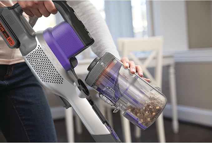 BLACK+DECKER Pet Hair Vacuum Cordless Vacuum Cleaner Pet Hair Up to 55 Minutes of Runtime Interchangeable Floorhead Maximum Suction Multi-Surface Light Weight Powerseries Extreme (BSV2020P)