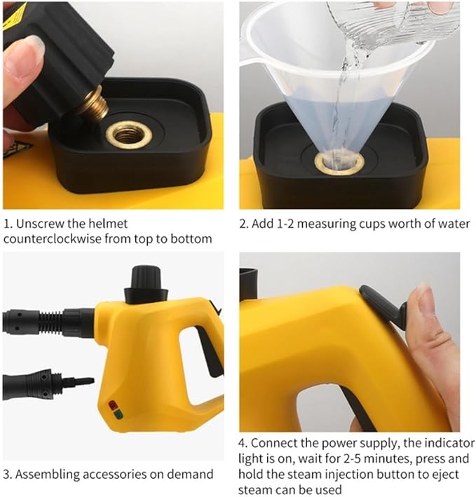 Handheld Pressurized Steam Cleaner for Home Use with Safe Lock &amp 9 Accessories Portable Steamer for Cleaning Bathroom Kitchen Tile Grout Window Yellow