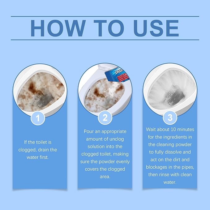 Toilet Drain Unblocker &amp Cleaner with Deodorizing and Fragrance - Removes Stubborn Dirt Limescale &amp Mineral Deposits Safe for All Toilet Surfaces(3PCS)