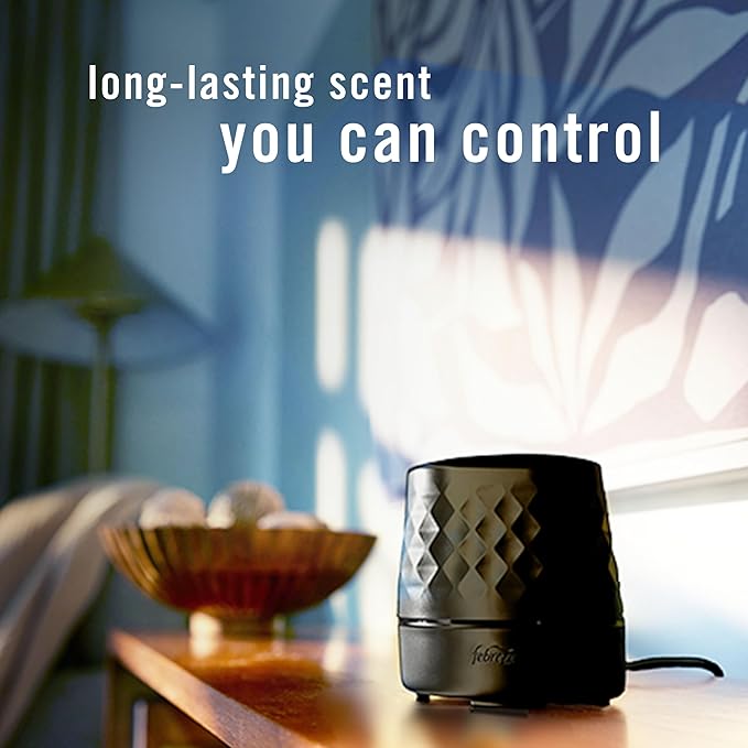 Febreze PLUG Scent Booster Starter Kit Black Oil Diffuser Air Freshener Plug In Continuous Scent Device + 2 Ocean Refills