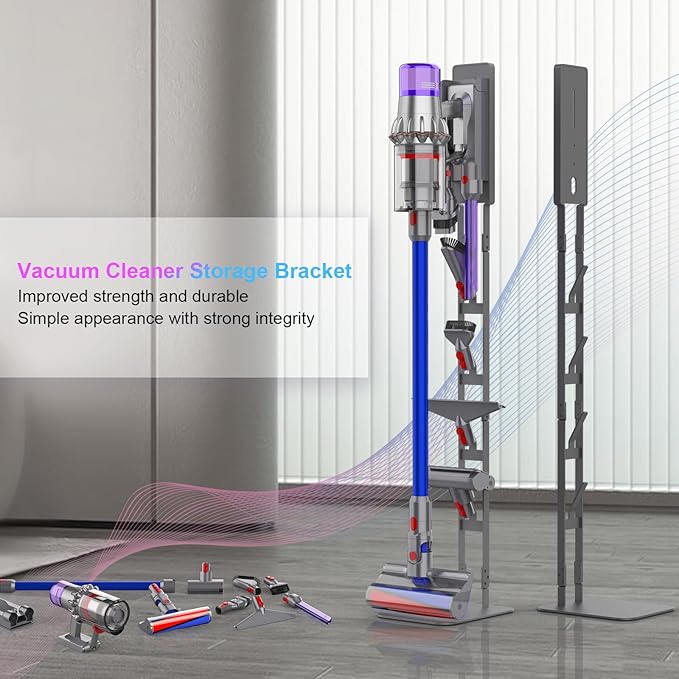 Vacuum Stand for Dyson V15 V12 V11 V10 V9 V8 V7 V6 DC30 DC31 DC34 DC35 DC58 DC59 DC62 DC74 Handheld Cordless Vacuum Cleaner - Carbon Steel Storage Rack Holder with Anti-Tip Design