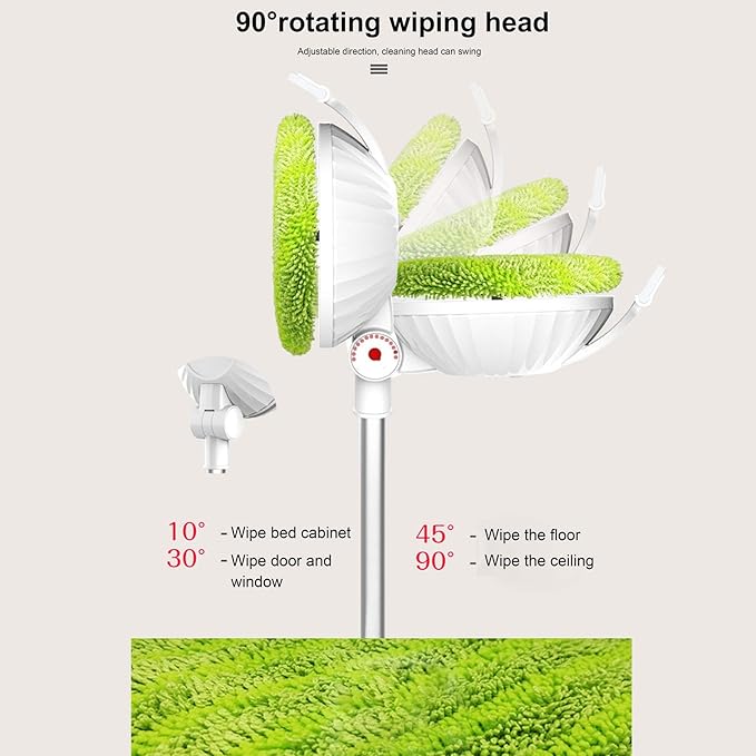 Respicefinem Cordless Telescopic Window Wiping Mop with 90° Rotation Head for Easy Glass and Floor Cleaning Up to 121cm Extended Length