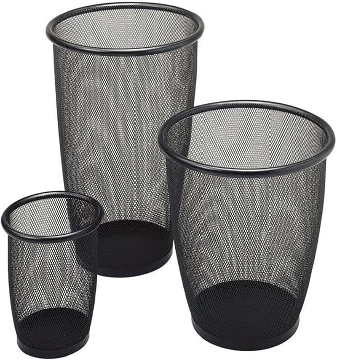 Pemberly Row Contemporary Mesh Large Round Wastebasket (Set of 3)