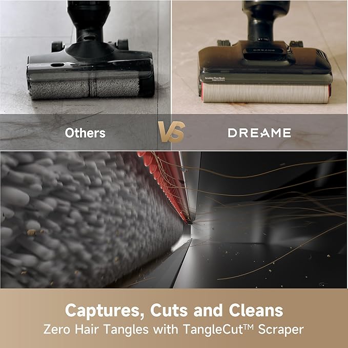 DREAME H12 Pro FlexReach Wet Dry Vacuum Cleaner 0 Tangle Cordless Vacuum Mop All-in-One for Hard Floors 180° Lie-Flat Floor Cleaner Machine with 194°F Hot Self-Cleaning 50Mins Runtime