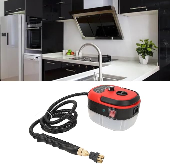 Portable Handheld Steam CleanerHigh Temperature High Pressure Steam Cleaner with Brush HeadsABS Portable Car Steamer Durable and Reliable for Kitchen Furniture Bathroom Car (Red)